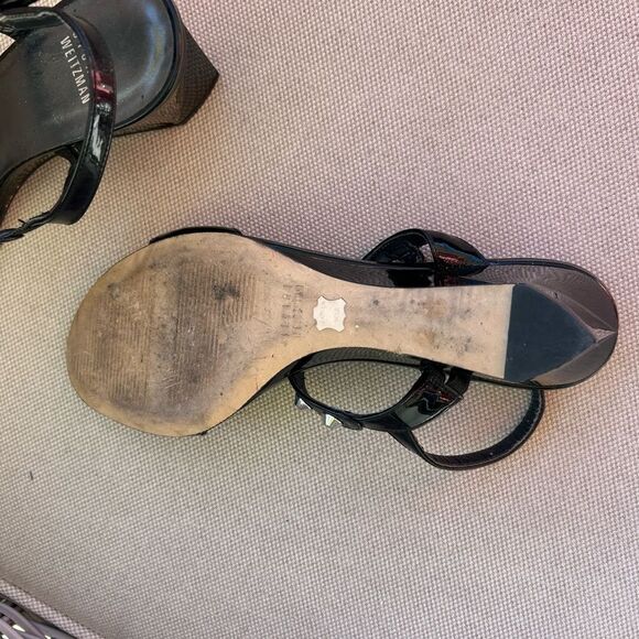 Stuart Weitzman Black Strappy Sandals with Pearl Embellishments - Picture 7 of 7
